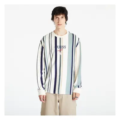 Tričko GUESS Jan Stripe Ls Tee UNISEX Sandy Shore Multi