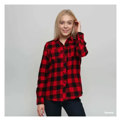 Košile Urban Classics Ladies Turnup Checked Flanell Shirt Black/ Red