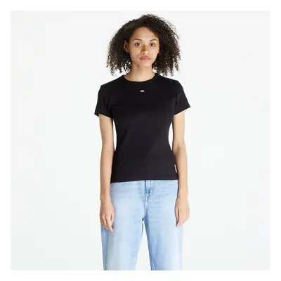 Tričko Tommy Jeans Slim Essential Rib Short Sleeve Tee Black