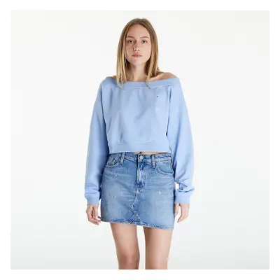 Mikina Tommy Jeans Cropped Off Shoulder Sweatshirt Blue