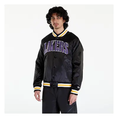 Bomber New Era LA Lakers NBA Applique Satin Bomber Jacket UNISEX Black/ True Purple