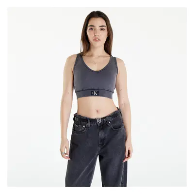 Top Calvin Klein Jeans Label Washed Rib Crop Top Washed Black