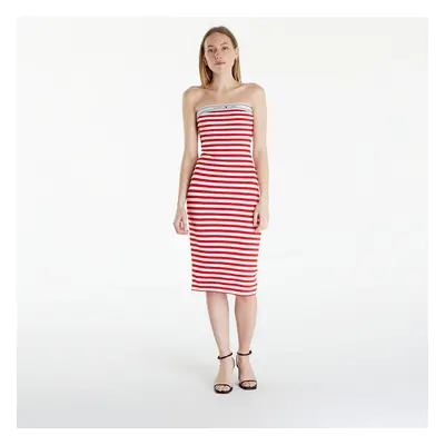 Šaty Tommy Jeans Logo Tape Stripe Knee Lenght Tube Dress Red