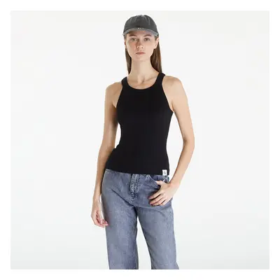 Tílko Calvin Klein Jeans Variegated Rib Woven Tank Top Black