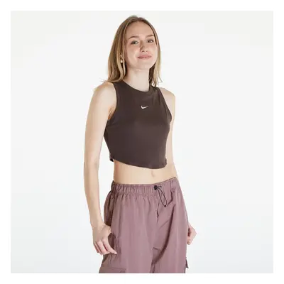 Tílko Nike Sportswear Essentials Women's Ribbed Cropped Tank Baroque Brown/ Sail