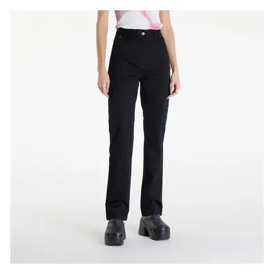 Kalhoty Calvin Klein Jeans Woven Label High Rise Straight Pant Black