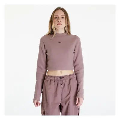 Top Nike Sportswear Phoenix Plush Women's Long-Sleeve Crop Top Smokey Mauve/ Black