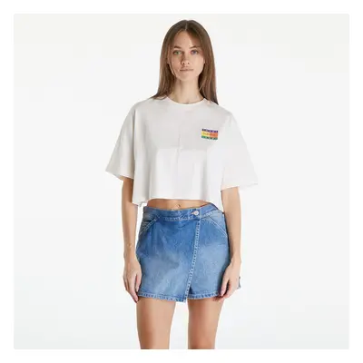 Tričko Tommy Jeans Oversized Cropped Summer Flag Tee Ancient White