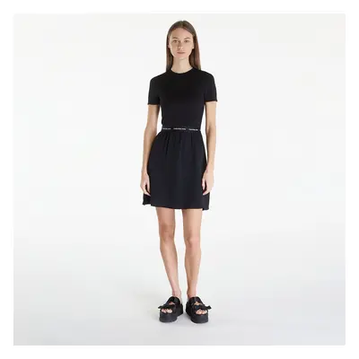 Šaty Calvin Klein Jeans Logo Elastic Short Sleeve Dress Black