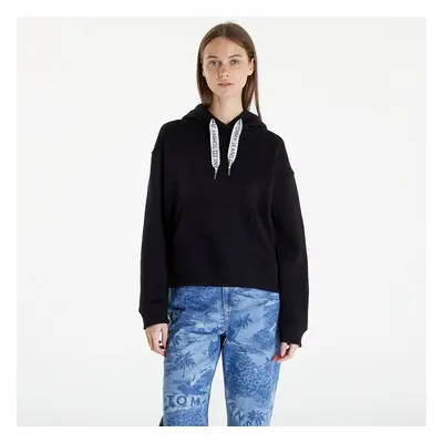 Mikina Tommy Jeans Boxy Logo Drawcor Hoodie Black