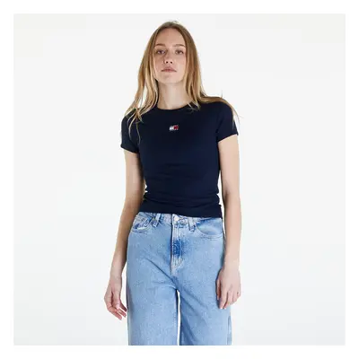 Tričko Tommy Jeans Slim Badge Ribbed Tee Dark Night Navy