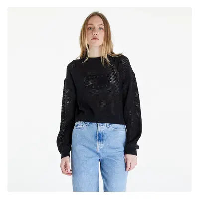 Svetr Tommy Jeans Open Stitch Flag Sweater Black