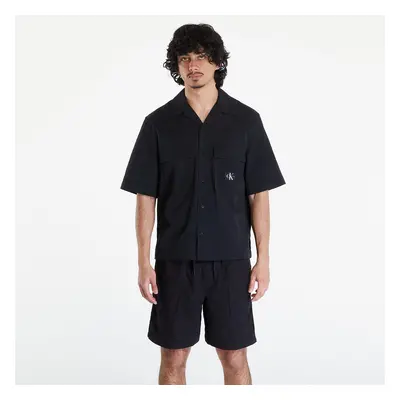 Košile Calvin Klein Jeans Seersucker Short Sleeve Shirt Black