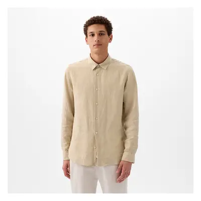 Košile GAP Longsleeve Linen Shirt Oatmeal Heather B2297