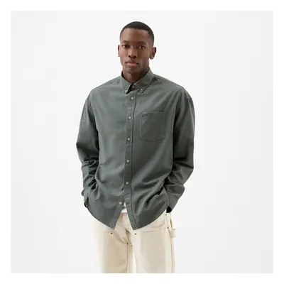 Košile GAP Longsleeve Standard-Fit Oxford Logo Shirt Laurel Wreath Green