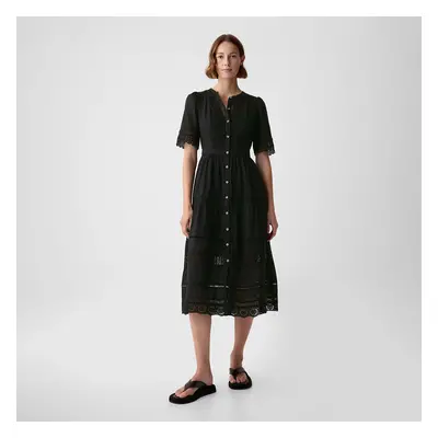 Šaty GAP Shortsleeve Midi Dress Black