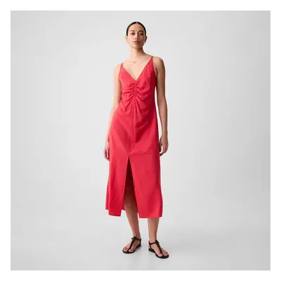 Šaty GAP Strappy Back Maxi Slip Dress Slipper Red