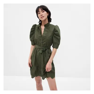 Šaty GAP Mini Shirtdress Deep Depths Green