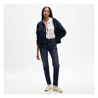 Kalhoty GAP Denim Pants Girlfriend - Mid Rise Dark Wash