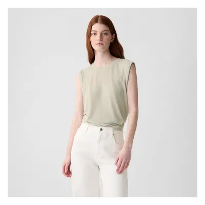 Top GAP Sleeveless Linen Blend Shell Top Regular Grey