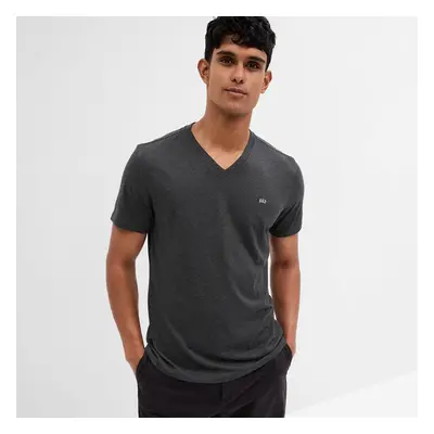 Tričko GAP Micro Logo Vee Neck Tee Charcoal Grey