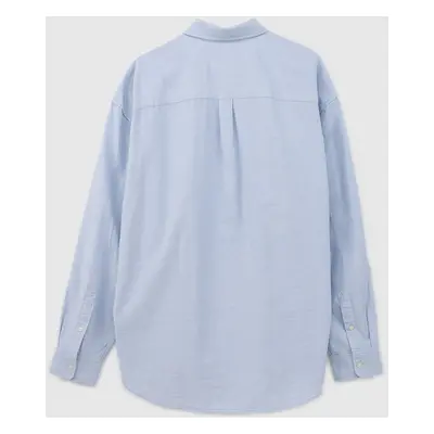 Košile GAP Longsleeve Standard-Fit Oxford Logo Shirt Light Blue