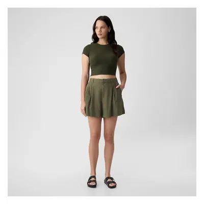 Šortky GAP Inch Linen Short Olive Night