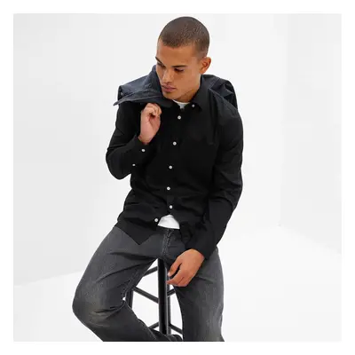 Košile GAP Longsleeve Slim-Fit Stretch Poplin Shirt Black