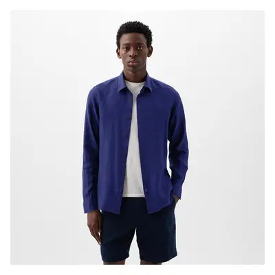 Košile GAP Longsleeve Linen Shirt Deep Cobalt