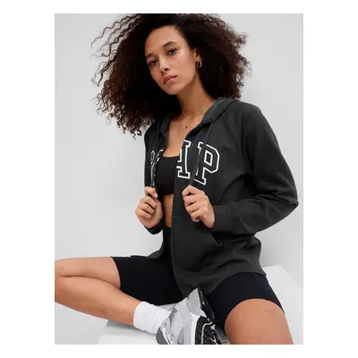 Mikina GAP Fullzip Logo Hoodie Charcoal Heather