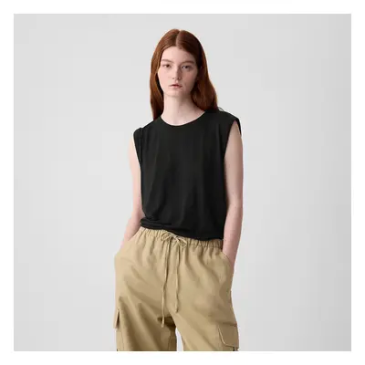 Top GAP Sleeveless Linen Blend Shell Top Black