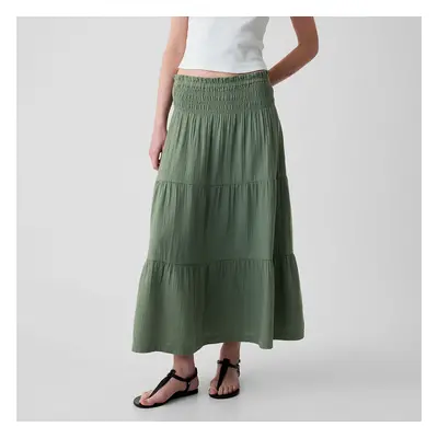 Sukně GAP Pull On Gauze Maxi Skirt Laurel Wreath Green