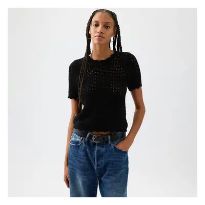 Tričko GAP Shortsleeve Crochet Tee True Black V2