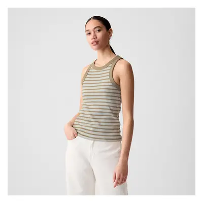 Tílko GAP Modal Rib Halter Khaki Stripe