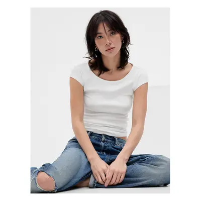 Šortky GAP Shortsleeve Bateau Neck Modal Top Fresh White