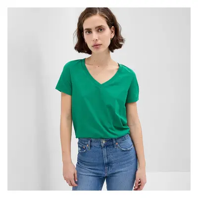 Tričko GAP Basic V-Neck Tee Lovely Emerald