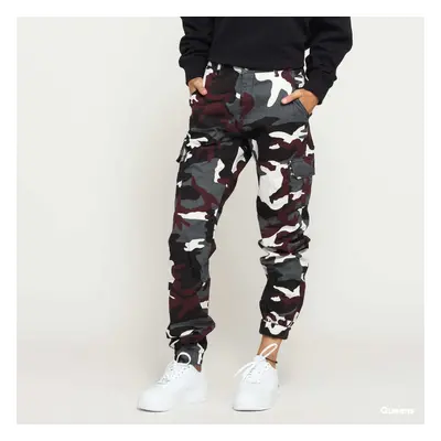 Kalhoty Urban Classics Ladies High Waist Camo Cargo Pants Camo Burgundy