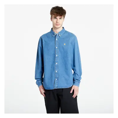 Košile Carhartt WIP L/S Weldon Shirt Blue Heavy Stone Wash