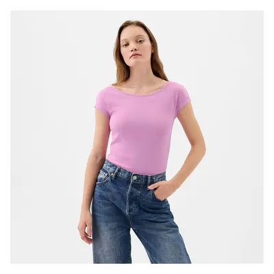 Top GAP Shortsleeve Bateau Neck Modal Top Sugar Pink