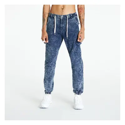 Kalhoty Urban Classics Denim Cargo Jogging Pants Light Skyblue Acid Washed