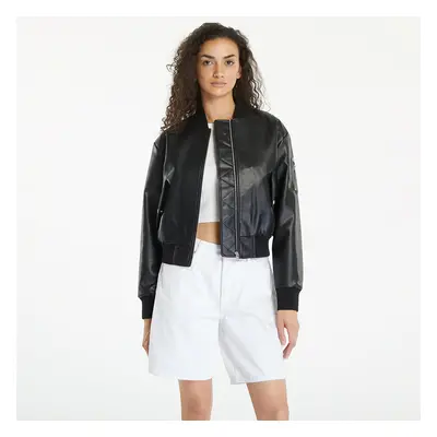 Bunda Calvin Klein Jeans Faux Leather Bomber Jacket Black