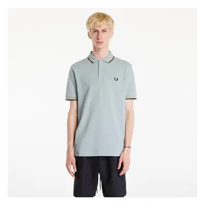 Tričko FRED PERRY The Twin Tipped Polo Short Sleeve Tee Silver Blue/ Dark Caramel/ Black