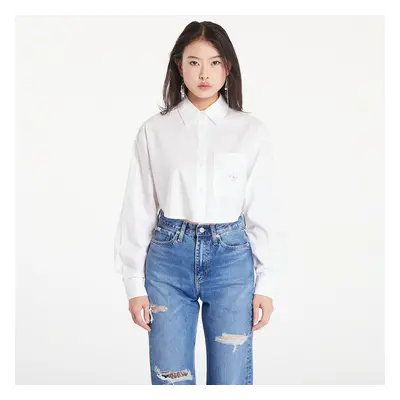 Košile Calvin Klein Jeans Woven Label Cropped T-Shirt White