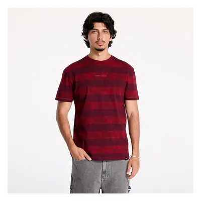 Tričko Tommy Jeans Regular Classic Overdyed Tee Deep Rouge/ Heritage Pink Stripe