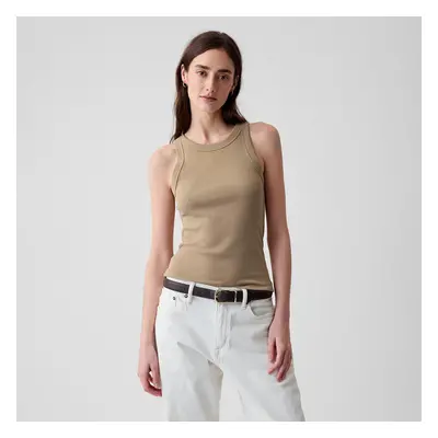 Tílko GAP Modal Rib Halter Iconic Khaki