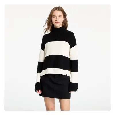 Svetr Calvin Klein Jeans Chunky Loose High Neck Sweater Ivory/ Black Stripe