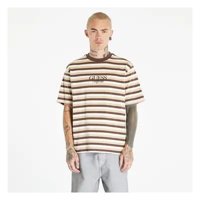 Tričko GUESS Horizontal Stripe Tee Coarse Brown Multi