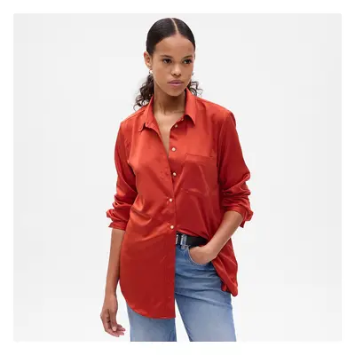 Košile GAP Satin Boyfriend Shirt Cornucopia