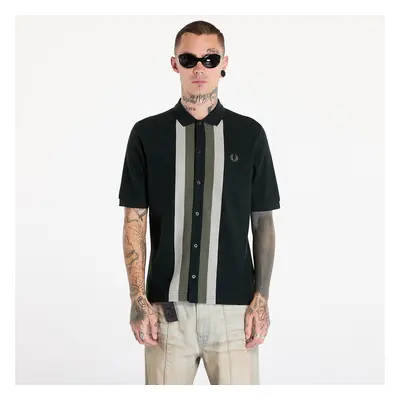 Tričko FRED PERRY Panelled Button Through Polo Shirt Night Green