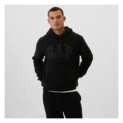 Mikina GAP Logo Sherpa Hoodie Black